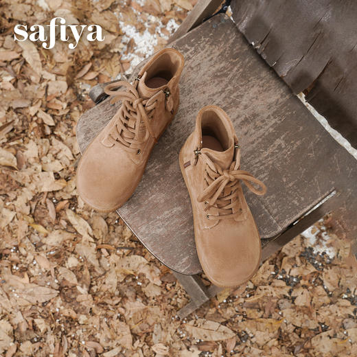 预售|Safiya/索菲娅2025游牧风流苏侧拉链系带休闲百搭舒适平底短靴SFD4116402 商品图1