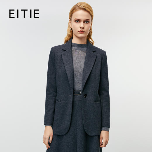 EITIE爱特爱气质通勤修身显瘦深灰色干练毛呢西装外套冬季新款8003704 商品图0