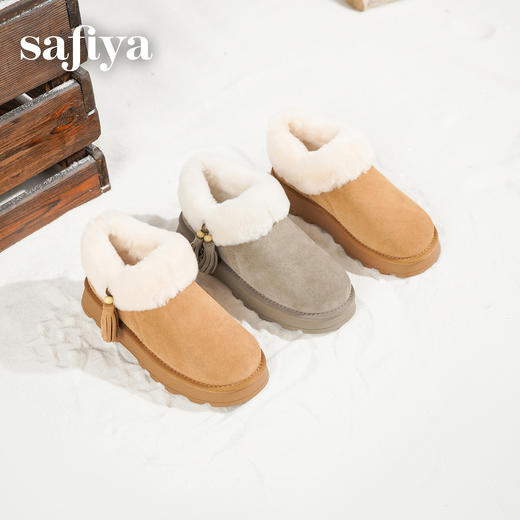 预售|Safiya/索菲娅2025时尚流苏厚底加绒抗寒百搭懒人保暖毛毛雪地靴SFD411A265 商品图2