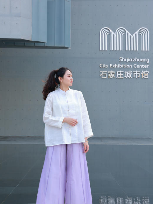 【抖音专属】新中式衬衣（25810199-山矾） 商品图0