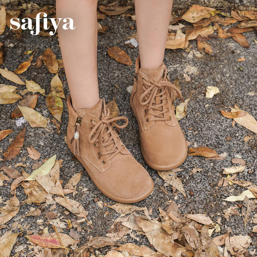预售|Safiya/索菲娅2025游牧风流苏侧拉链系带休闲百搭舒适平底短靴SFD4116402 商品图8