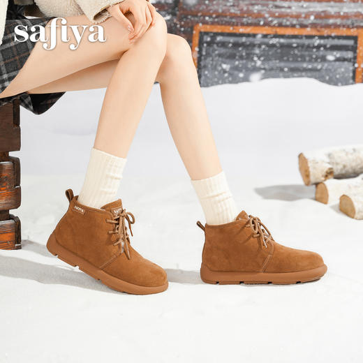 预售|Safiya/索菲娅2025冬季加绒软底外穿百搭复古丑萌保暖马丁雪地靴SFD411A174 商品图7