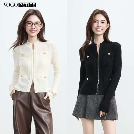 VogoPetite双向拉链针织开衫100%山羊绒BP141F1503 商品图0