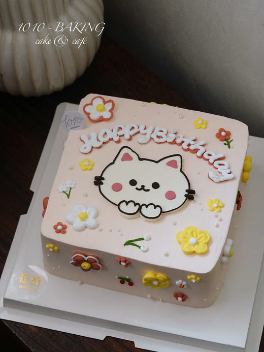 「奶芙喵の春日花宴」手绘蛋糕·100%动物奶油（附图8寸正方形·提前48小时预订） 商品图0