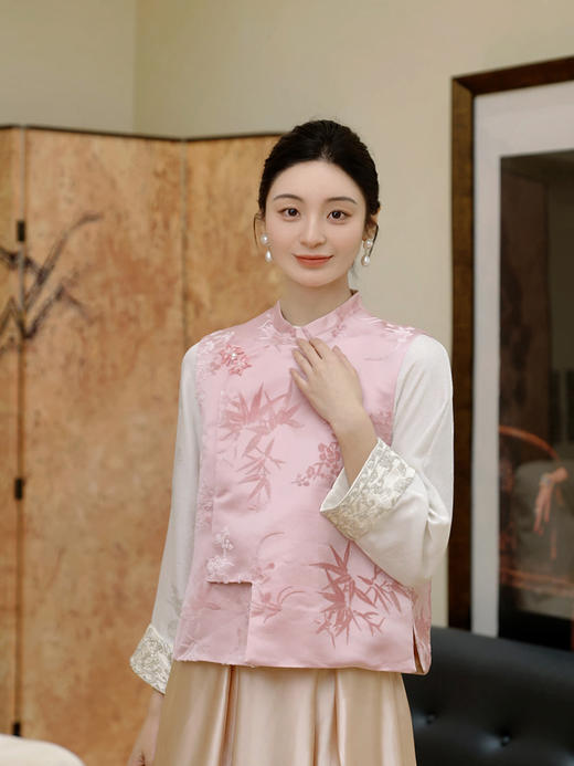 盛唐牡丹| 梅兰竹菊真丝漳缎马甲 商品图1