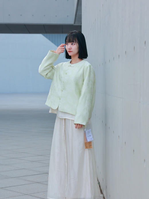 【抖音专属】新中式棉服（25802268-葱青） 商品图4