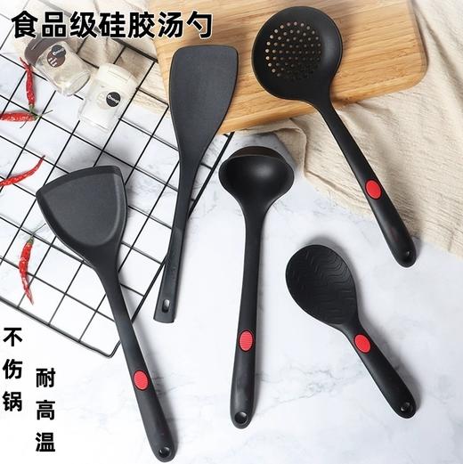 食品级硅胶锅铲 耐高温厨具不伤锅一体加厚不粘锅专用 饭勺汤勺漏勺 商品图0