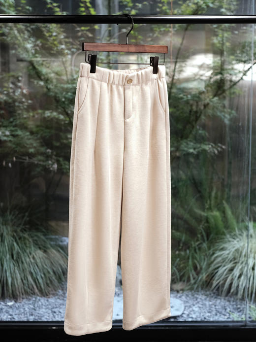 盛唐婧 | 轻奢时尚羊毛加厚直筒裤-杏色 商品图2