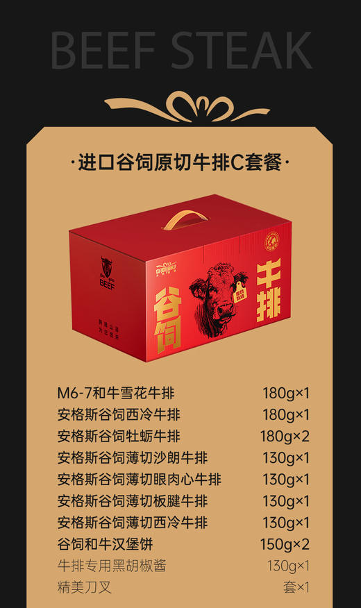 「大地极物甄选」进口谷饲原切牛排C套餐998型 商品图5