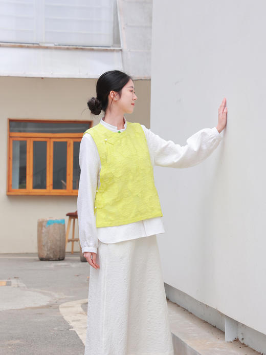 【抖音专属】新中式马甲（25804211-黄白游） 商品图3