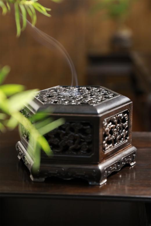 六角祥云纹紫光檀香炉 商品图6