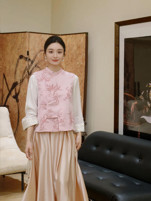 盛唐牡丹| 梅兰竹菊真丝漳缎马甲 商品图6