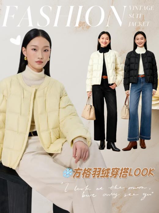 臣禾	【方格羽绒】小个子圆领羽绒服 90白鸭绒	JZ254070375 商品图0