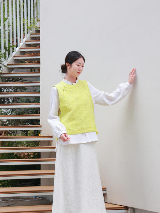 【抖音专属】新中式马甲（25804211-黄白游） 商品图0