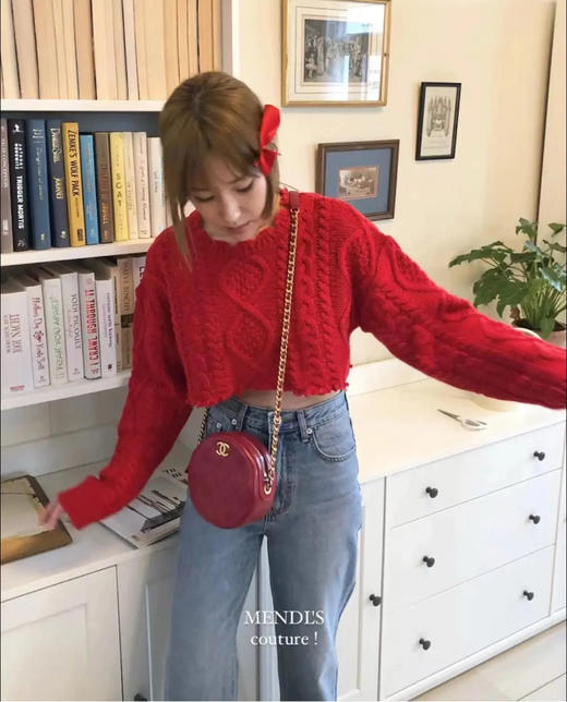 Chanel 红色 牛皮 圆饼包 可放手机 30开 商品图2