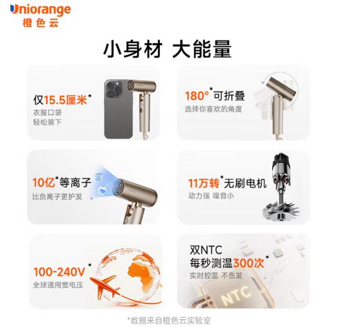橙色云迷你折叠吹风机H16 商品图5