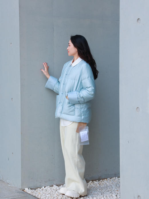 【抖音专属】新中式羽绒服（25803264-月白） 商品图1