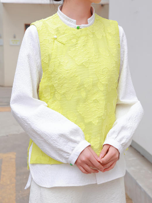 【抖音专属】新中式马甲（25804211-黄白游） 商品图5