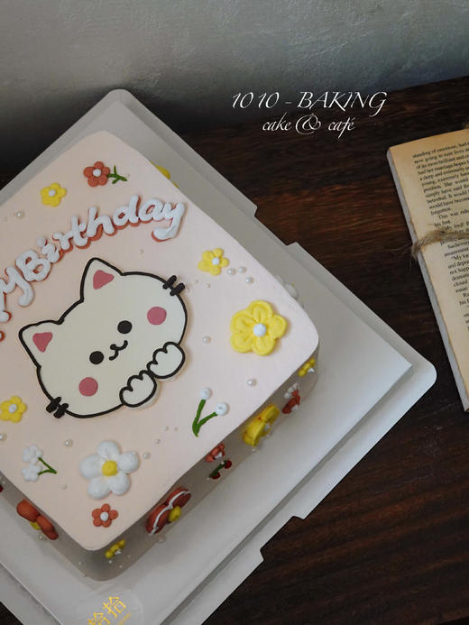 「奶芙喵の春日花宴」手绘蛋糕·100%动物奶油（附图8寸正方形·提前48小时预订） 商品图1