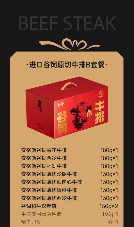 「大地极物甄选」进口谷饲原切牛排B套餐798型 商品图5