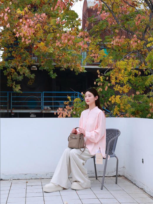 【抖音专属】新中式衬衣（25710052-杏子） 商品图1