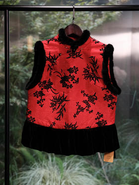 盛唐婧 | 轻奢时尚新中式提花绒拼丝绒斜襟马甲