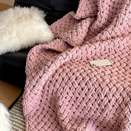 【换季出清】自然醒ins粗针半边绒手工沙发毯床尾毯家居毛毯MT 商品图5