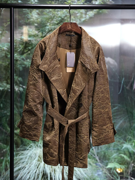 盛唐婧 | 轻奢时尚油丝香云纱中长款风衣-棕色 商品图0