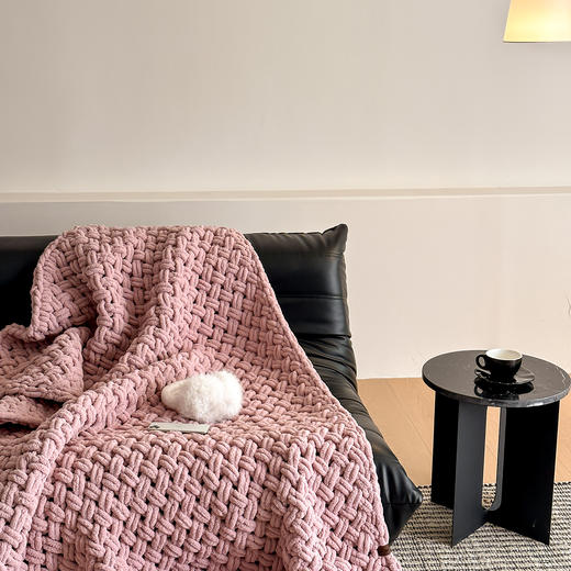 【换季出清】自然醒ins粗针半边绒手工沙发毯床尾毯家居毛毯MT 商品图9