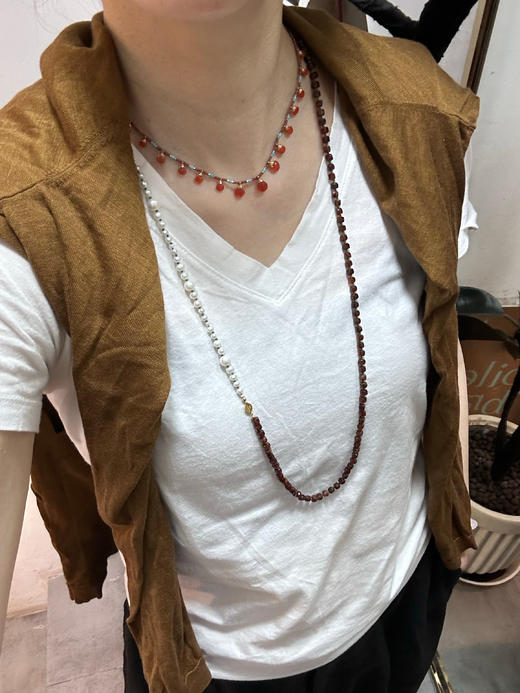 SpoiledBrat Jewelry编织系列 | 钙铝石榴石珍珠长链 Y型链 双层链 商品图4