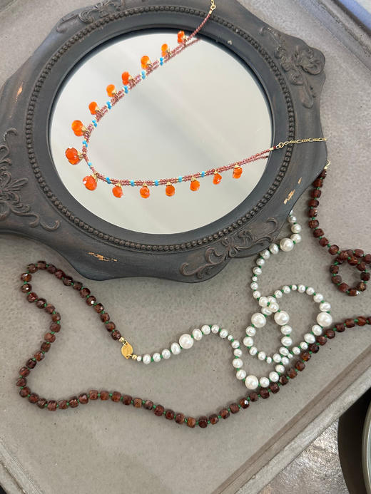 SpoiledBrat Jewelry编织系列 | 钙铝石榴石珍珠长链 Y型链 双层链 商品图8
