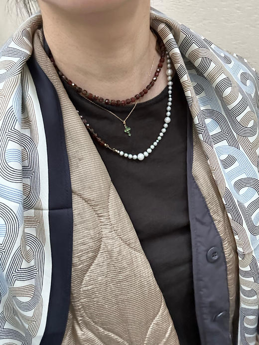 SpoiledBrat Jewelry编织系列 | 钙铝石榴石珍珠长链 Y型链 双层链 商品图6