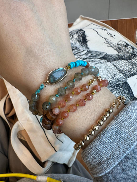 SpoiledBrat Jewelry太阳石/绿松石/斜长石多用长链 /手链 商品图0