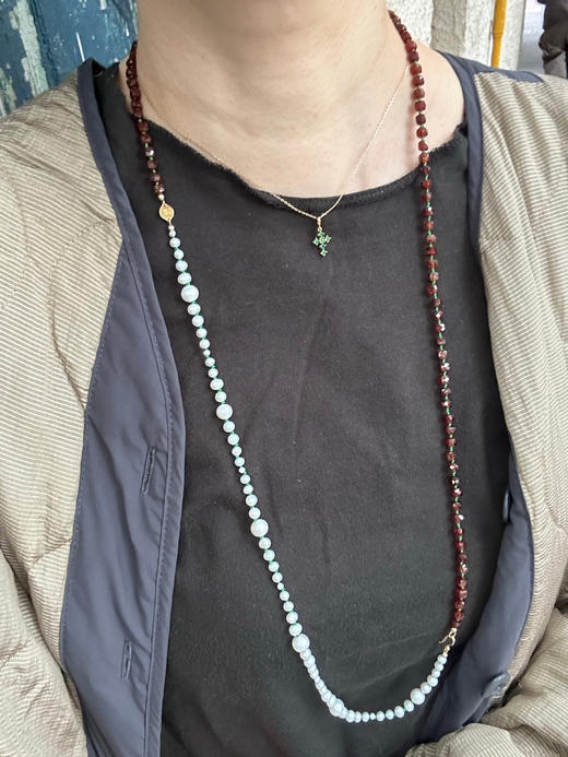 SpoiledBrat Jewelry编织系列 | 钙铝石榴石珍珠长链 Y型链 双层链 商品图5