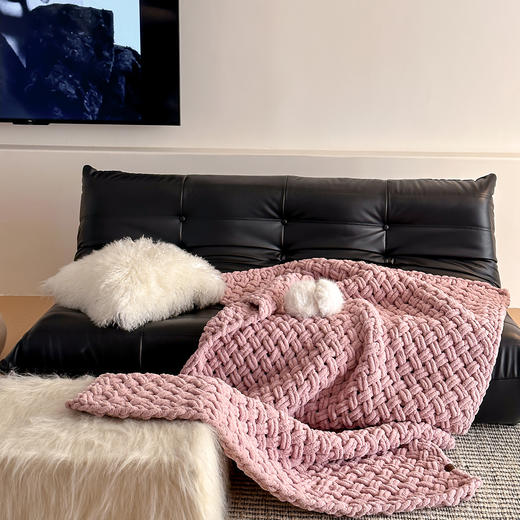 【换季出清】自然醒ins粗针半边绒手工沙发毯床尾毯家居毛毯MT 商品图10