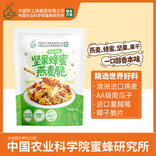 中蜜 坚果蜂蜜燕麦脆240g 0反式脂肪酸 低温烘焙 有效期至2026-10-27 商品图0