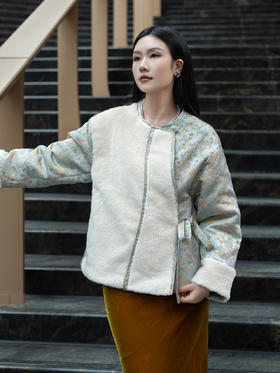 盛唐婧 | 新中式重缎真丝宋锦羊毛外套