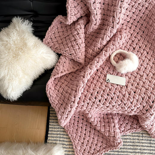 【换季出清】自然醒ins粗针半边绒手工沙发毯床尾毯家居毛毯MT 商品图8