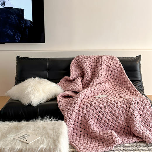 【换季出清】自然醒ins粗针半边绒手工沙发毯床尾毯家居毛毯MT 商品图4