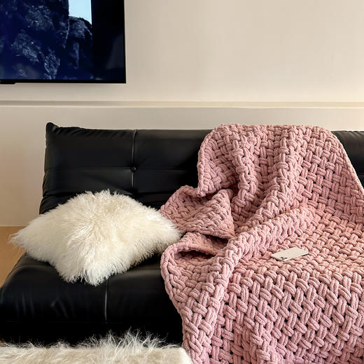 【换季出清】自然醒ins粗针半边绒手工沙发毯床尾毯家居毛毯MT 商品图6