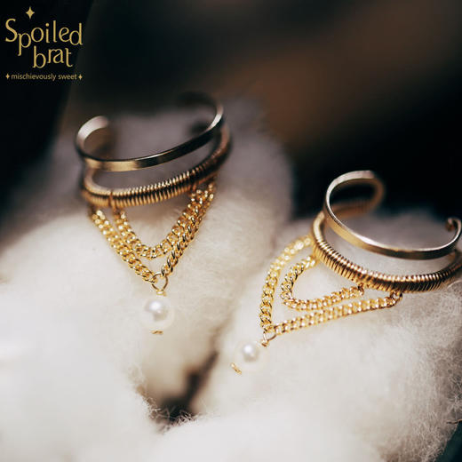 SpoiledBrat Jewelry14k注金单只个性珍珠耳骨夹 商品图9