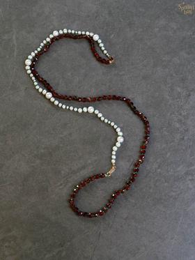 SpoiledBrat Jewelry编织系列 | 钙铝石榴石珍珠长链 Y型链 双层链