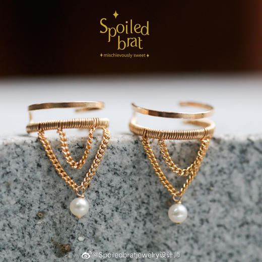 SpoiledBrat Jewelry14k注金单只个性珍珠耳骨夹 商品图2