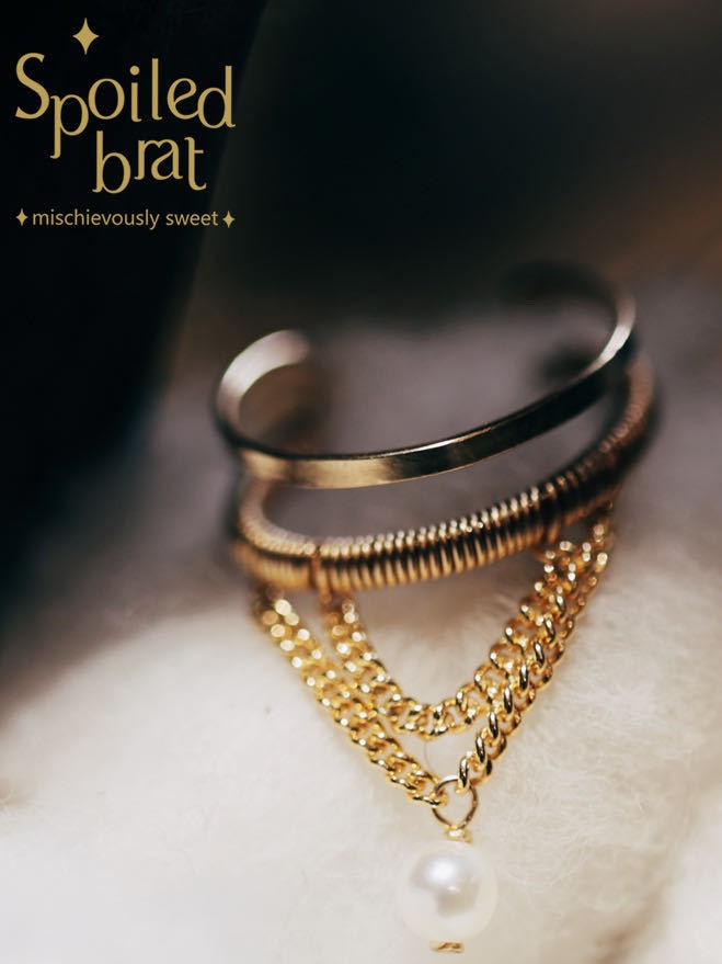 SpoiledBrat Jewelry14k注金单只个性珍珠耳骨夹