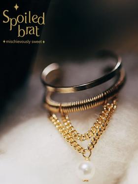 SpoiledBrat Jewelry14k注金单只个性珍珠耳骨夹