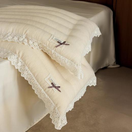 自然醒蕾丝花边棉麻定型低枕亚麻低枕头蕾丝花边成人枕芯XK 商品图3