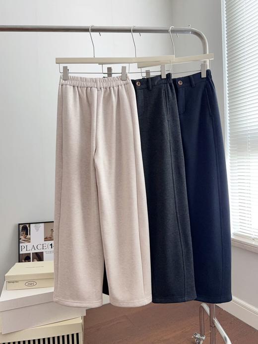 韩版时尚通勤百搭洋气宽松加绒直筒裤 商品图1