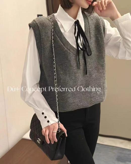 【韩系毛衣】（样衣微微脏）Z022假两件针织拼衬衫毛衣-喜出 商品图0