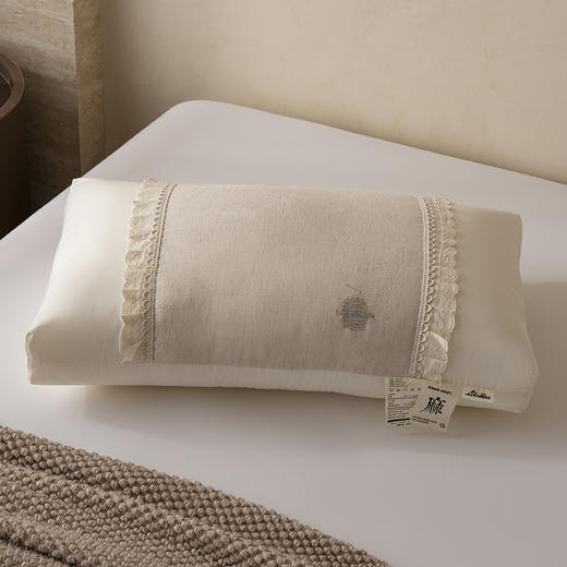 自然醒白云织梦亚麻枕棉麻高低枕芯花边亚麻刺绣枕头XK 商品图2