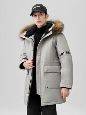 清仓价！真羽绒！ 最后4件！！工装羽绒【羽绒服】大牌剪标真貉子毛领男款中长羽绒服-喜出